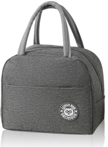 FUGLUS Bolsa de almuerzo térmica, bolsa de almuerzo portátil de 5,5 L con forro aislante, adecuada para el trabajo, la oficina, picnics y otras ocasiones, fácil de transportar (gris).