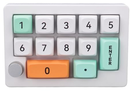 ASHATA 12 pavé Mécanique de clé, 2,4 G Câblé, et Type C Clavier Numérique sans Fil, RVB Hotswap Numpad Clavier Programmable avec Contrôle du Bouton de Joystick (White)