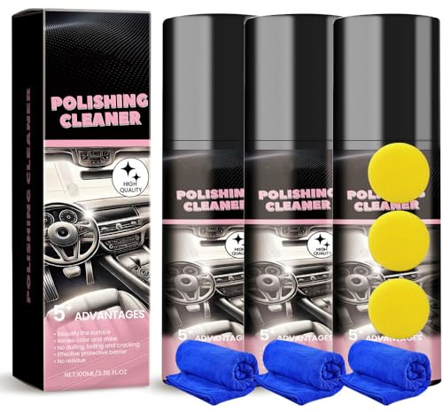 Auto Innenraum Reiniger Set, Autopflege Autositz Reiniger, Auto Reinigungsset Zubehör Innenraum Cockpitpflege für die Innen Reinigung von Kunststoauto zubehörff, Polster, Leder & Armaturen (3 Pcs)