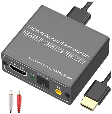 Estrattore Audio Video 4K, Convertitore Compatibile HDMI-3,5 Mm, Adattatore Splitter Uscita Stereo Ottico SPDIF