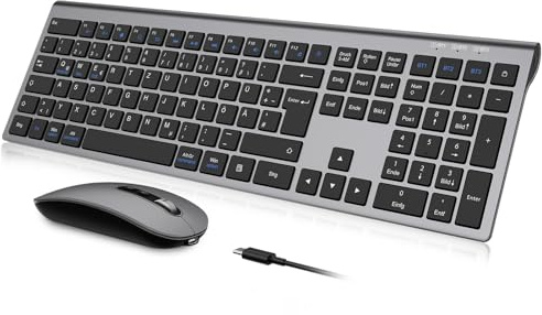 cimetech Bluetooth Tastatur Maus Set Kabellos für MacBook Air/MacBook Pro/iMac/iMac Pro/Mac, Bluetooth Funktastatur QWERTZ mit Maus Wiederaufladbar, Multi-Gerät, Ergonomisch, Leises Tippen, DE Layout
