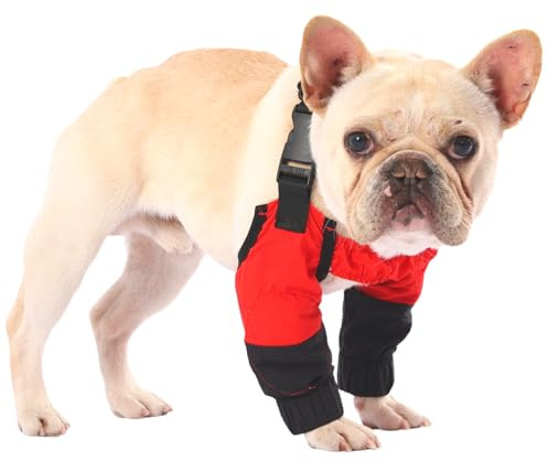 PetWarm Mangas de pierna delantera para perro, impermeables, protector de codo y rodilla de recuperación, manga de pierna de perro para perros medianos, protección postoperatoria, rojo, M
