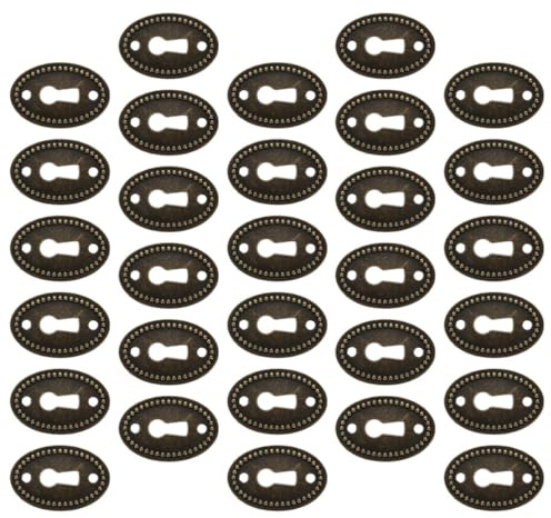 Copri Foro Chiave Ellittico in Lega di Zinco, 30 Pezzi, Stile Retrò | Finitura Bronzo, Design Semplice, Installazione Facile, Pratico per Mobili Antichi e Cassetti