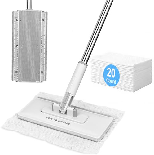 Snap Grip Mini Mop, Lazy Mop Clip-On with 20 Disposable Cleaning Wipes