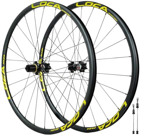 WIQUYBML Juego de Ruedas para Bicicleta de Gravel, llanta 700C, 24 radios, Freno de Disco, liberación rápida, Delantera 100 mm, Trasera 135 mm, 360 clics, buje de Tiro Recto, para Cassette