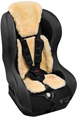 CHRIST Lammfell Buggy und Autositzauflage von Werner Kindersitzunterlage, Lammfelleinlage aus medizinischem Fell, für Kinder und Babys, längenverstellbar, Größen: Kindersitze der Gruppe 0-1