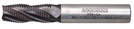 Accusize Industrial Tools Stadard Tooth M42 8% Cobalt Tialn Roughing End Mill, 1/2'' by 1/2'' by 1-1/4'' Flt Length, 1102-0012