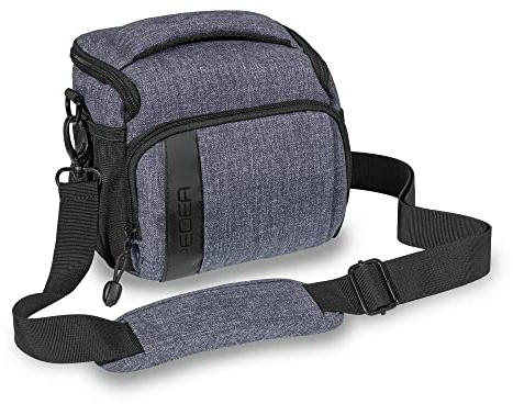 PEDEA DSLR kameraväska Mode kameraväska för SLR-kameror med vattentätt regnskydd, bärrem och tillbehörsfack, storlek L, grå