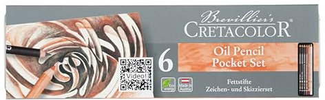 CRETACOLOR Pocket Set, Urban Sketching, Ölstifte Zeichenset, 6-teilig, hoch pigmentiert, vielseitig einsetzbar, feinste Ölbasis, für Künstler und Hobbyisten
