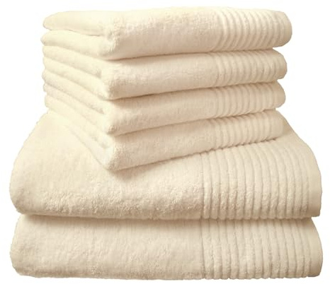 Dyckhoff Handtuchset Brillant, 6-teilig, 100% Baumwolle, Sekt | 2 Badetücher 70x140cm, 4 Handtücher 50x100cm, weiche Qualität