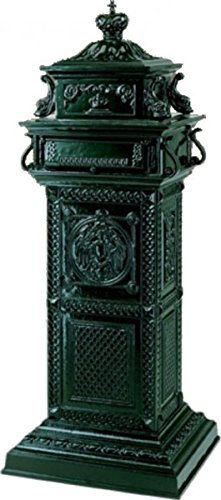 Casa Padrino Luxury Art Nouveau Standing Letter Box Green - Aluminum Letter Box - Post Box - Column Mail Box