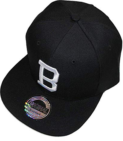 Premium Headwear Buchstaben Initialen Snapback Cap Black & White (B)