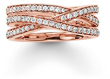 THOMAS SABO Damen-Ring Silber vergoldet Zirkonia transparent Gr. 54 (17.2) - TR2012-416-14-54
