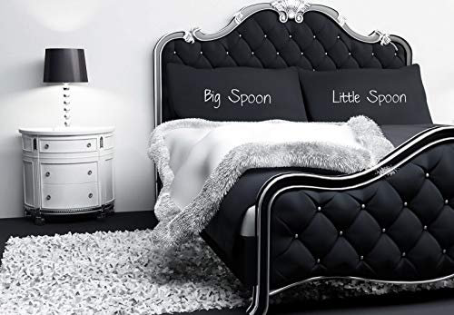 60 Second Makeover Limited Big Spoon Little Spoon Black Pillowcase Pair of Couples Pillowcases Pillow Case Gift Bedding Present Valentines
