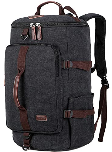 BAOSHA HB-26 vintage ryggsäck i canvas för män, svart, L, Reseväska
