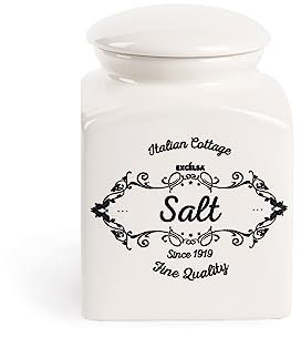 Excelsa Fine Quality - Tarro de Sal de cerámica, Blanco Marfil, Capacidad: 700 ml