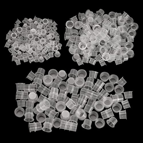 ATOMUS Tattoo Farbkappen Cups S M L Tattoo Kappe Inks Cups Transparent Pigment Cap 3 Größen Kunststoff Tinten Tasse Tattoo Zubehör Einweg(Mixed)