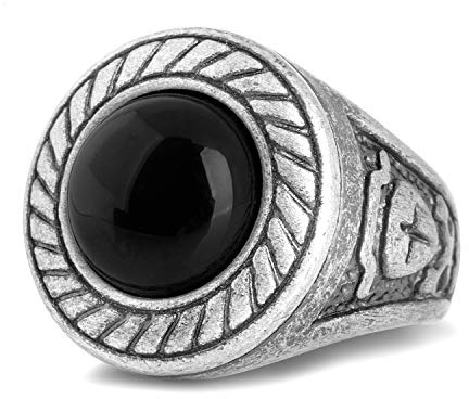 Akitsune Mortis Bague | Ornement Design Bague Femmes Hommes Acier Inoxydable Grand Sceau Crois - Argent - US 11