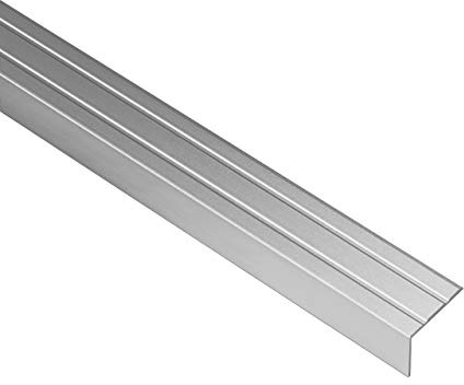 Gedotec Treppen-Kantenprofil selbstklebend | 1 Stück - Stufen-Kantenprofil Aluminium silber | 2000 mm | Bodenprofil ungelocht zum Kleben | Winkel-Schutzprofil 25 x 20 mm | Alu-Winkelprofil mit Rillen