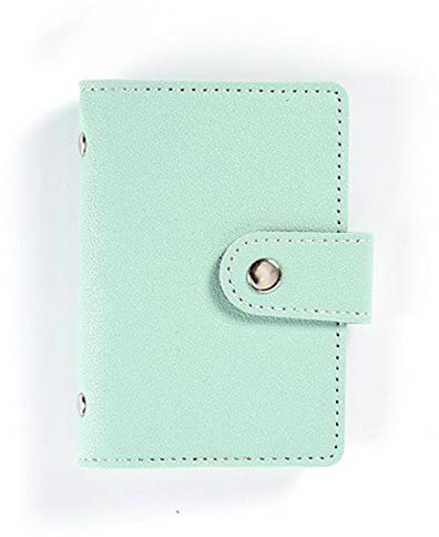 Supertool Kreditkartenetui aus weichem Leder, klein, tragbar, mehrere Fächer, Visitenkartenetui mit Knopf, 7,5 x 11 cm, Grün, grün, 7.5cmx11cm, Klassisch