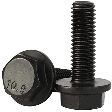 Mellewell M6 x 16mm Flanged Hex Head Bolts Flange Hexagon Screws, Full Thread, Alloy Steel, Black Oxide Finish, Quantity 25