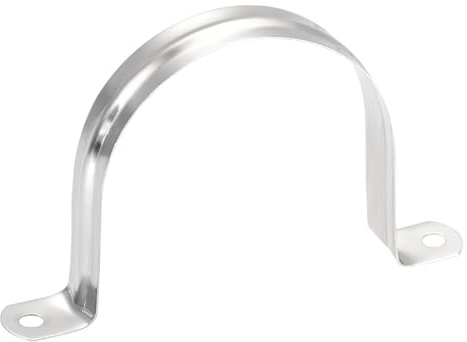 sourcing map 80mm Fixation Tuyau Clip Tube Attacher Collier de Serrage Pince Rigide Tuyau Sangle 2 Trous Tube Sangles 201 Acier Inoxydable 8Pcs