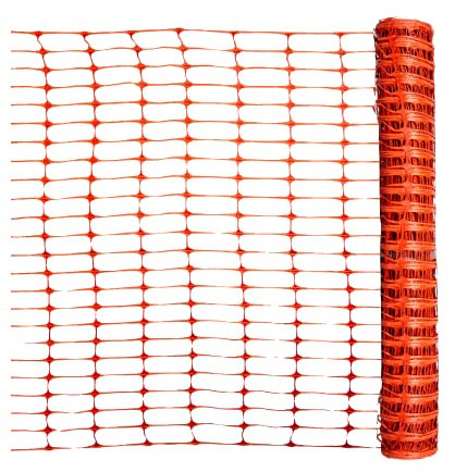 horizont Absperrzaun, 50 m lang, 1 m hoch, orange, langlebiger Begrenzungszaun, Schutzzaun, mobiler Kunststoffzaun, flexibler Bauzaun, Schneezaun oder Fangnetz für Baustellenabsicherung