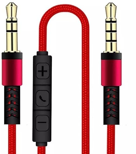 1.2m-4ft audio 3.5mm Nylon Braided AUX Cable Luxury Flexible Replacement Studio Headphone/Headset Audio Lead Cable with In-Line Remote Microphone Volume Control for iphone, Samsung, Headphone, Laptop