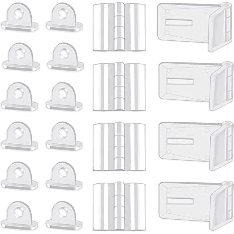 Glarks Mini-Scharniere aus transparentem Acryl, 15 Sets, 55x25 mm, Acryl-Scharniere, Haspe mit Verschlussschnalle und 30 Stück, 30x33 mm, Schubladen, Zubehör