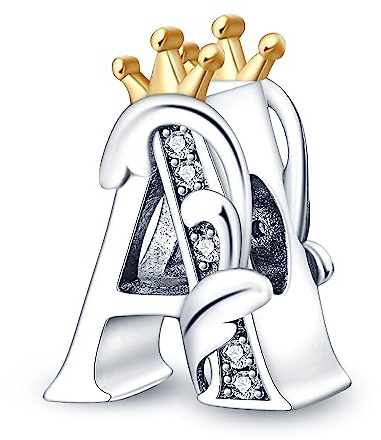HappyStar Sterling Silber 925 charm Buchstabe A~Z Alphabet Charms anhänger Bead Charms für Damen fit Armbänder und Halskette Mädchen Schmuck Geschenk