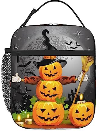 PIXOLE Lonchera de calabaza de Halloween para adultos, para trabajo de oficina, lonchera para hombres y mujeres, lonchera portátil reutilizable con aislamiento