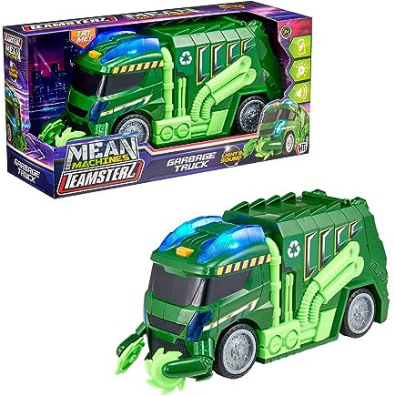 Teamsterz Mean Machine Garbage Truck Toy | Light & Sound Garbage Truck Vehicle | Construction and Waste Collection Toy For Kids | Kids' Play Figures & Vehicles Toy Car Set | Ages 3+