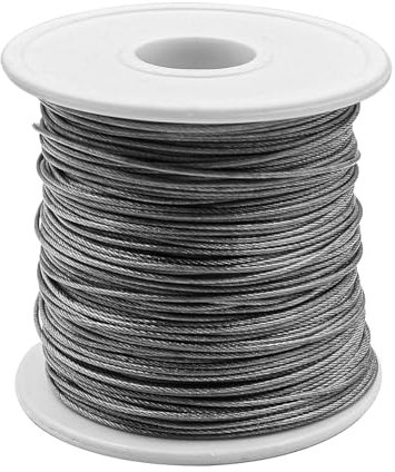 100 m ZONADAH 304 Fil en acier inoxydable revêtu de vinyle 1 mm Fil de cadre photo à suspendre Câble métallique robuste Bornes à sertir Douille à boucle Convient pour la décoration intérieure et