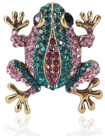 Broches Para Ropa Mujer Broche Retro De Rana Con Incrustaciones De Diamantes Alfiler De Sapo Dorado De Aleación De Sapo Alfiler De Hebilla De Animal Con Diamantes De Imitación Ramillete De Abrigo