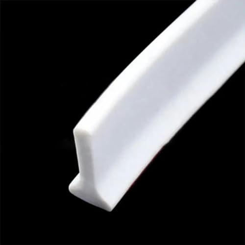 ZFISH Barrière de douche en caoutchouc et silicone, bouchon d'eau, bande étanche pour salle de bain, bande de retenue d'eau, bande d'étanchéité pliable pour bas de porte, forme T blanche, environ 3 m