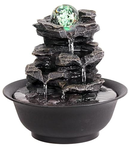 TICIN USB Powered, Hypnotic Waterfall Feature with Color-Changing LED Light, Compact Tabletop Design for Home, Office,Bedroom Decor, Relaxing Zen Meditation Indoor Water Feature