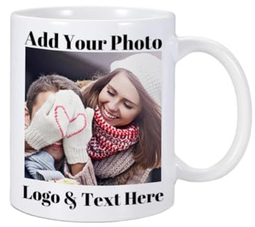 YUANOU Tasses Personnalisées 11OZ/330ML avec Logo Texte Photo, Tasse À Café Exclusive avec Tasses en Céramique Photo Tasse À Lait pour Cadeaux De Couple d'amis White,11OZ 330ML