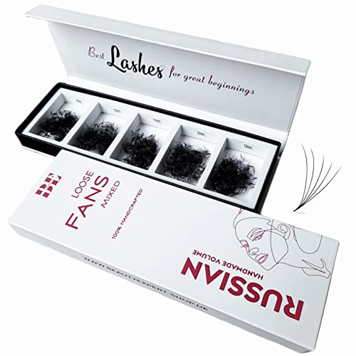 BE Lash Artisan® 5D(5in1 MIX), 1000 lose fertige Wimpernfächer aus Silk-Fasern, 0.07 Mix (8-9-10-11-12mm), handgemachte Qualität, Volumentechnik leicht gemacht für Wimpernverlängerung… (D)