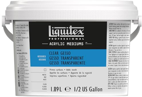 Liquitex 5337 Professionell klar gesso, universell grundfärg för akrylfärg, lätt och åldringsbeständig primer, klar att användas – 1,89 l flaska transparent