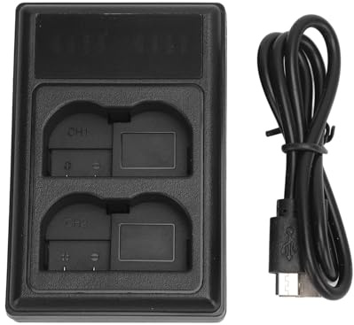 Camera Battery Charger, 5V 2A Micro USB Dual Slot Camera Battery Charger with LCD Display for EN EL15 EL15A, Smart Chip