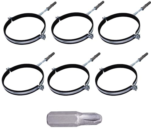 SKIR'CO (6 piezas) Soportes de tubería con forro de goma para tubos de 100 mm, soportes de tubería para montaje en pared y techo, abrazaderas de tubería