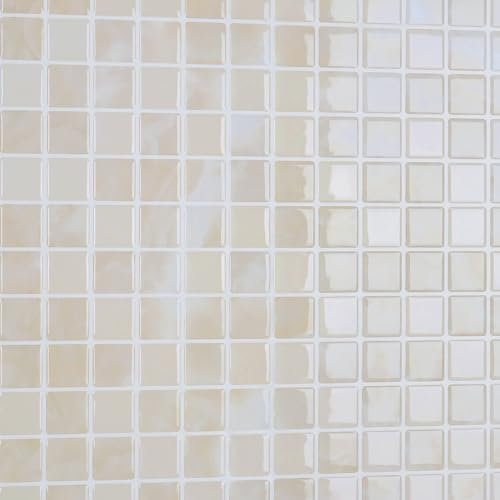 CRE8TIVE Beige Mosaic Self Adhesive Wall Tiles Splashback for Kitchen Marble Effect Waterproof Stick on Tiles Bathroom Tile Stickers Peel and Stick Tile for Fireplace 4 PCS 30.5cm x 30.5cm