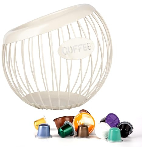 Guolich Stainless Steel Cup Coffee Basket Pods Holder Sturdy for Home or Office Kitchen Counter Organizer Espresso Capsule (WHITE)