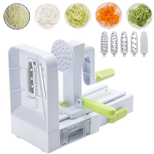 Carrete de alambre de manivela, cortador de verduras multifuncional, rallador manual de nabo, trituradora rallada de patatas en cascada, para comidas bajas en carbohidratos/paleo/sin gluten/veganas