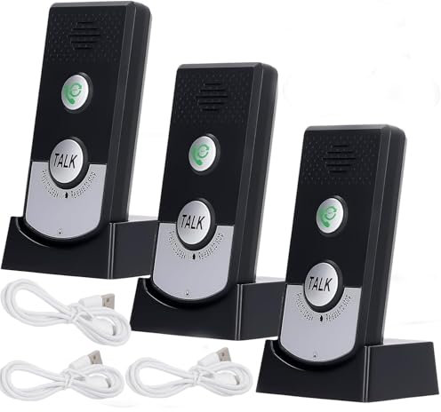 Wttagkl® Intercom, Wireless impermea di Lingua Intelligente Impermeabile, Grande Portata, citofono per la casa e L'Ufficio, Radio Bell con Un citofono,Black-B*3