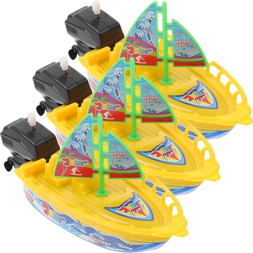 TOYANDONA Wasserspielzeug-Set – 3-teiliges Badespielzeug in Bootform Für Kinder Aufzieh-badespielzeug in Cartoon-segelbootform Für Kleinkinder