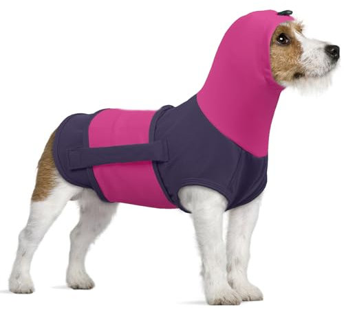 Hundepullover mit Beruhigender Kapuze Und Ohrenschutz, Hundemantel für Mittelgroße Hunde Beruhigungsweste Hunde-Angstjacke(Blau, S)