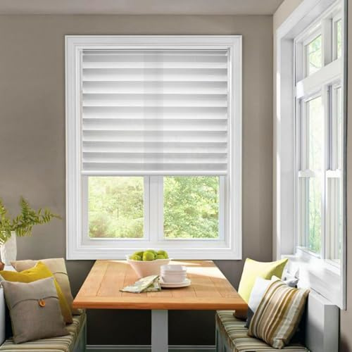 BlindsAvenue Cordless Pleated Window Shades, Easy Install, No Drill No Tools, White, Light Filtering Blinds, Size 19 W x 64 H