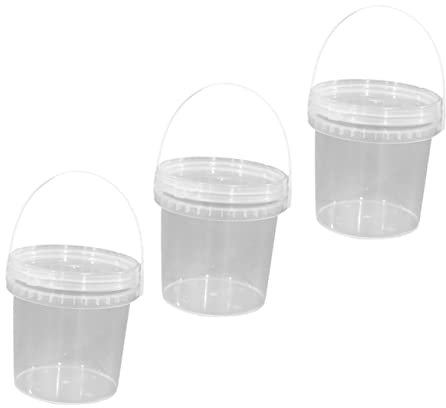 3 pièces Seau à crème glacée en plastique transparent, seau de 3 gallons, seau à soupe, seaux en plastique avec poignées, seaux à crème glacée, conteneurs de congélation for aliments, récipient à crèm