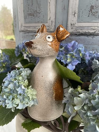 windschief-living Traumschöner Zaunhocker,Zaunstecker Enno, Hund, Zaunfigur aus Keramik,Gartendeko